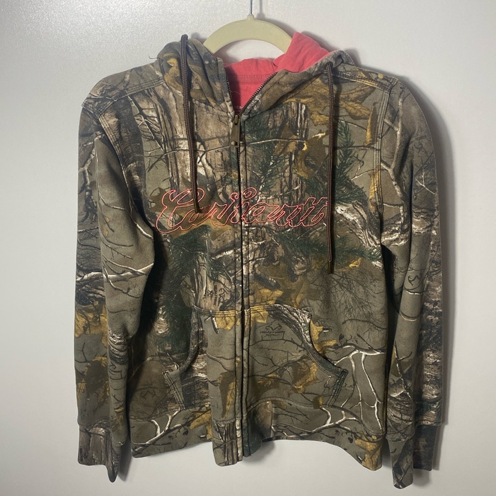Ladies carhartt camo front zip hoodie size medium